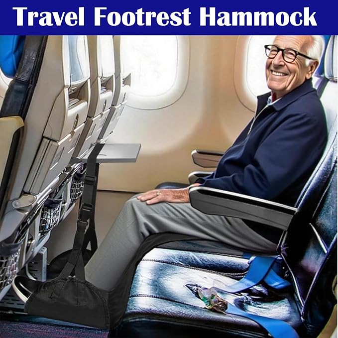 2 Pcs Length Adjustable Airplane Foot Hammock Foot Rest Sling for Travel Airplane Flights