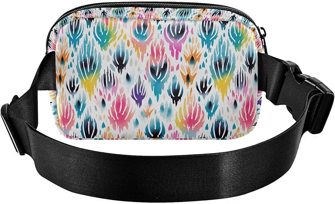Ethnic Ikat Print Fanny Pack for Women Men Water Resistant Fashion Waist Packs with Adjustable Strap Belt Bag for Travel Workout Jogging Hiking 21219829