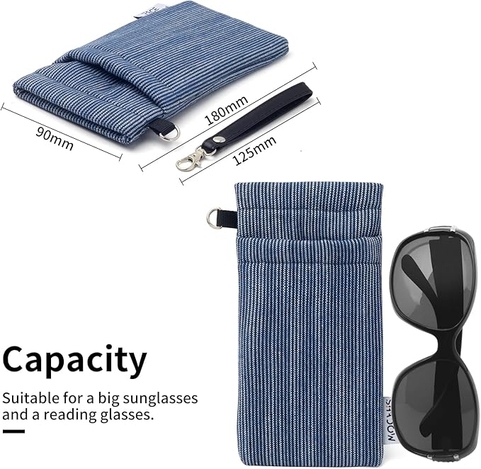 Face Shadow Double Glasses Case Soft Eyeglass Case For Women Men Squeeze Top Sunglasses Case With Cleaning Cloth