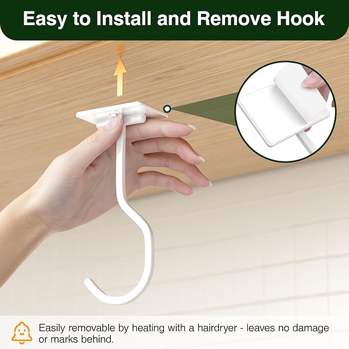 Banana Hook Under Cabinet: Foldable Banana Hanger Adhesive, Hanging Banana Holder, Stick On, Premium Material, Can Hold 20 Bananas, White