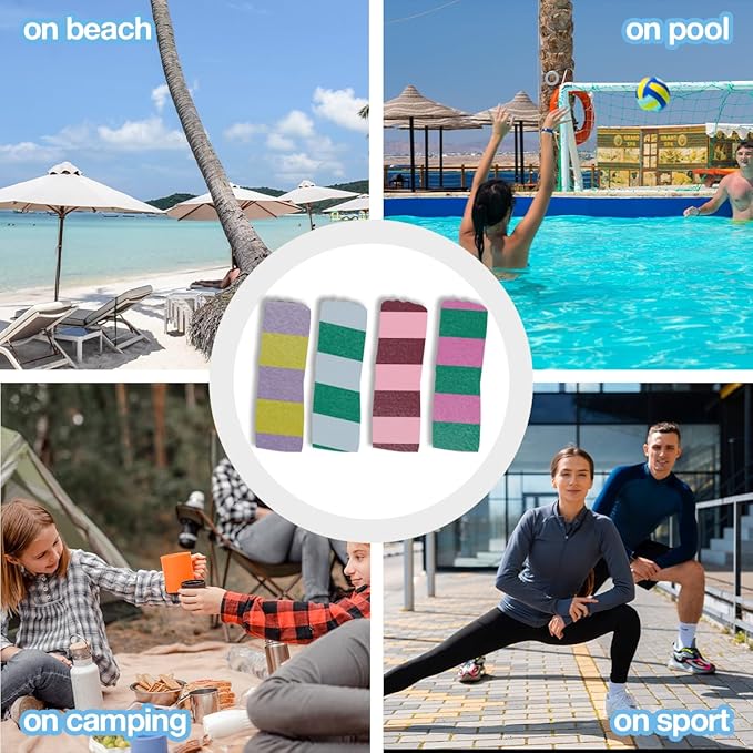 4 Pack Towels for Bathroom, Beach Towel, Microfiber Lightweight Beach Towels Oversized, Towel Accessories for Christmas Bachelorette Party Favors Pool Camping Travel 32x71 IN, Bohemian Boho Striped