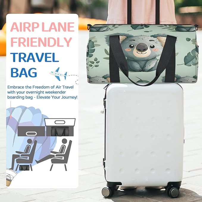 Kawaii Koala Travel Duffle Bag for Women Men, Overnight Weekender Bag, Carry on Tote for Sport Gym
