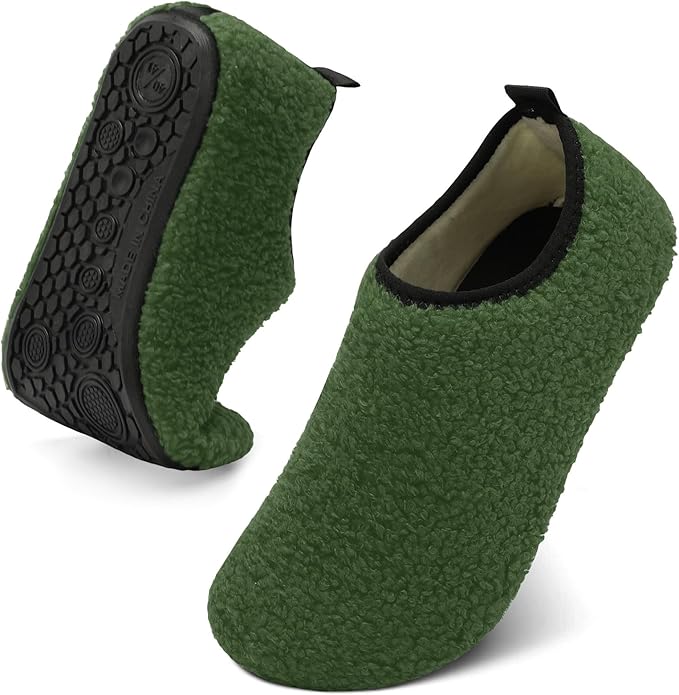 QFH Womens & Mens Cozy House Slippers - Portable Travel Shoes with Flexible Rubber Sole & Soft Velvet Lining