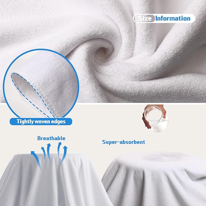 Mixweer 2 Pcs Oversized Bath Towels, 40 x 80 Inch Giant Microfiber Jumbo Bath Sheets Ultra Soft Bathroom Microfiber Quick Dry Absorbent Shower Towels for Spa Camping Beach (White)