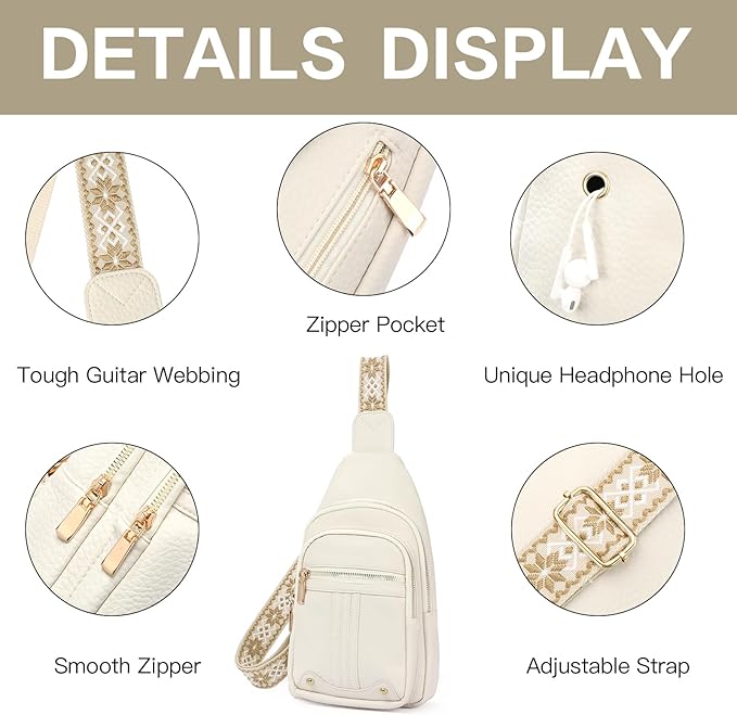GAEKEAO Sling Bag for Women Crossbody Bags Fanny Pack Vegan Leather Chest Bag Travel Shoulder Belt Purse Backpack Gifts