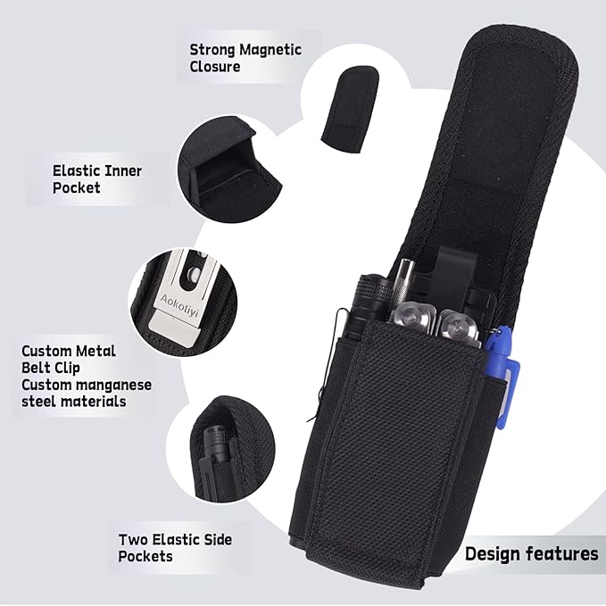 Multitool Sheath - Magnetic Closure EDC Belt Pouch Organizer with Belt Clip & Loop - Compatible with Leatherman Wave Plus, Wingman, Charge, Surge, Super Tool 300, Signal, Free P2/P4 & Tools 4-4.5 inch
