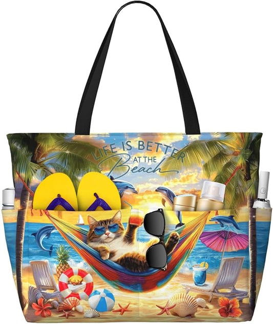 Extra Large Beach Bags For Women, Waterproof Beach Totes Bags For Women, Lightweight Foldable Pool Bag With Zipper
