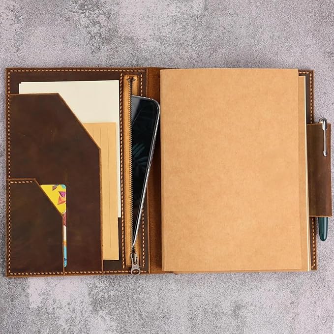 Personalized leather travel journal A5 refillable notebook/leather passport boarding pass holder/leather travel organizer NA505TZ