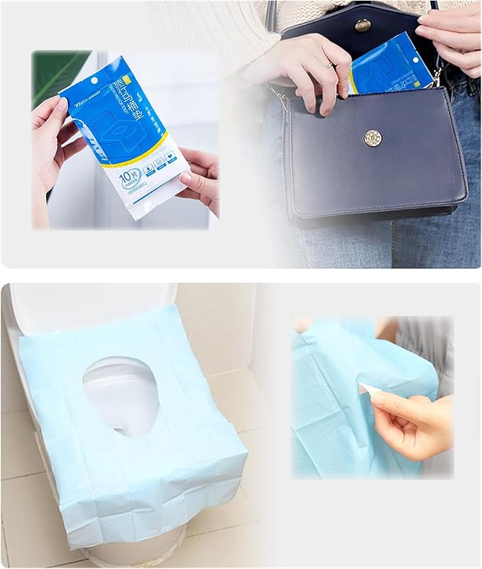 20 Pcs Extra Large 23.6 Inch x 15.8 Inch Blue Disposable Toilet Seat Covers Individually Wrapped Travel Essentials, for Public Restrooms Airplane Camping (blue, 20pcs)