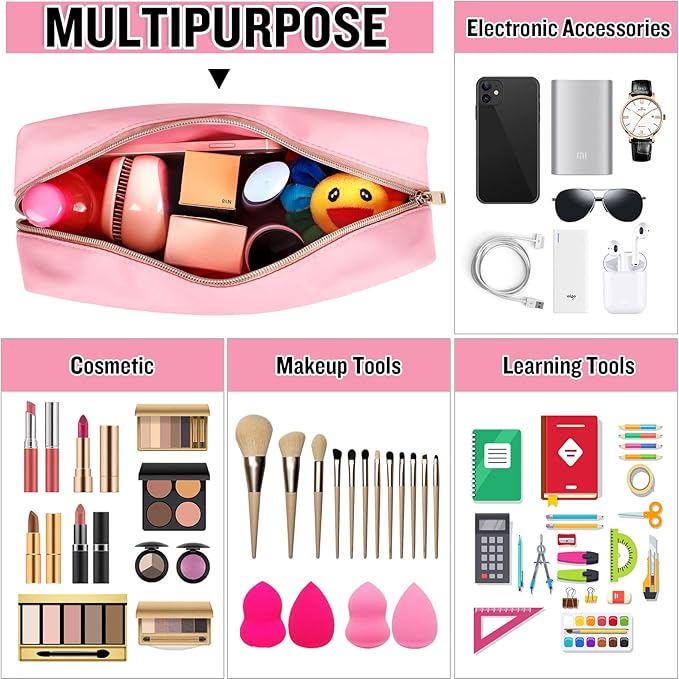 izuzta 2 Pcs Chenille Letter Clear Makeup Bag Mama Baby Pouch, Hospital Duffle Pink Diaper Organizing Pouches with Zipper, Travel Toiletry Nylon Cosmetic for Women(MAMA+BABY)