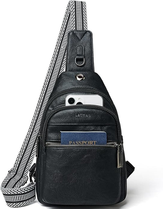 Sling Bag For Women Faux Leather Small Casual Daypack Backpack Fanny Pack Crossbody Chest Bags Purse