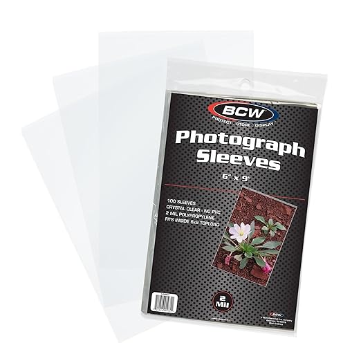 BCW 6x9 Photo Sleeves - 100 ct | Acid-Free, No PVC | Crystal Clear Polypropylene | Archival Storage for 6x9 Photos & Postcards