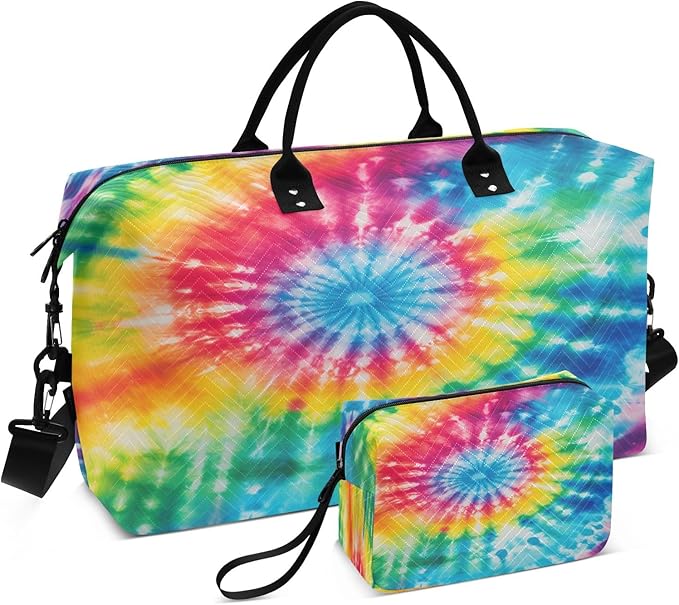Rainbow Spiral Tie Dye Travel Duffle Bag Gym Yoga Carry on Bags for Men Women Weekender Bag