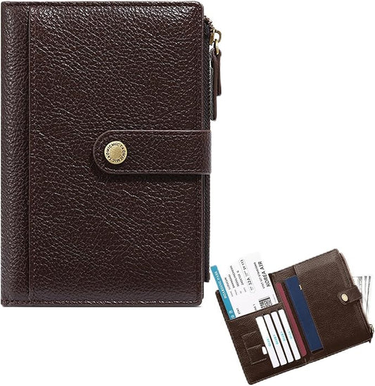 Slim RFID Blocking Passport Holder Wallet,PU Leather Travel Card Organizer,Lightweight Passport Case for Women Men (Coffee)