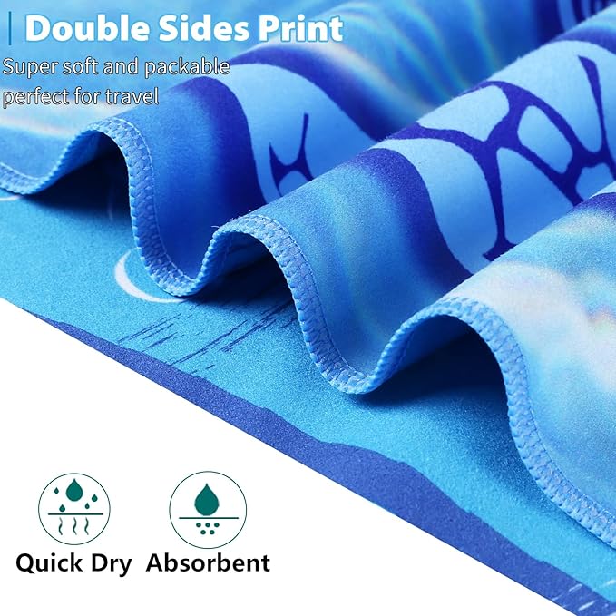 TwoYek 4 Pack Microfiber Thin Beach Towel Lightweight 71x32 Oversized Extra Large Sand Free Towels Quick Dry for Travel Pool Yoga Gym Sports Beach Accessories Vacation Essential Gift