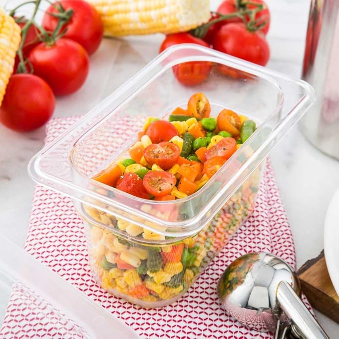 Restaurantware-4 Inch Deep Food Pans, 10 1/9 Size Commercial Food Storage Container - Freezable, Break-Resistant, Clear Plastic Cold Pans, Dishwashable, For Kitchens, Restaurants, Or Cafeterias