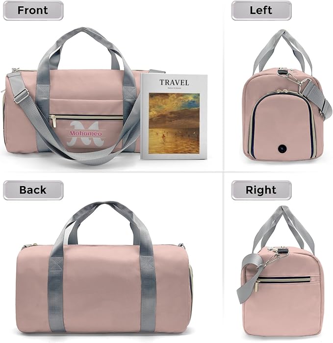 Personalized Tactical Gym Bag For Men，Custom Travel Duffel Bag with Name，Sports Workout Travel Bag with Shoes Compartment-Pink letters