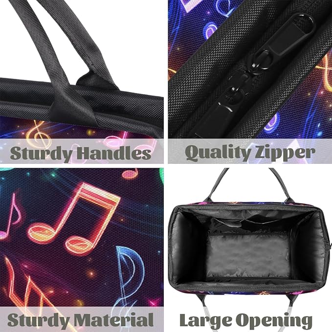 Gym Bag for Women Men, Colorful Neon Music Note Sports Duffel Bags, Waterproof Travel Weekender Overnight Carry On Tote Bags for Travel Sports