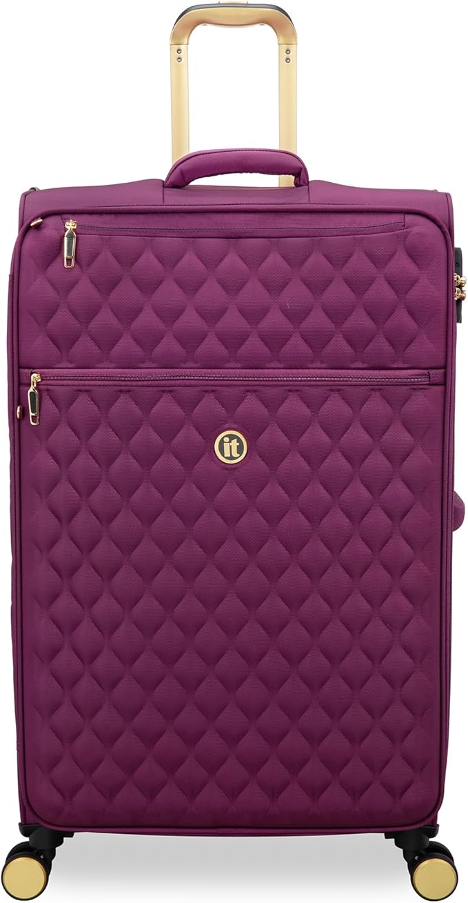 It Luggage Glimmering 32" Softside Checked 8 Wheel Expandable Spinner, Amaranth