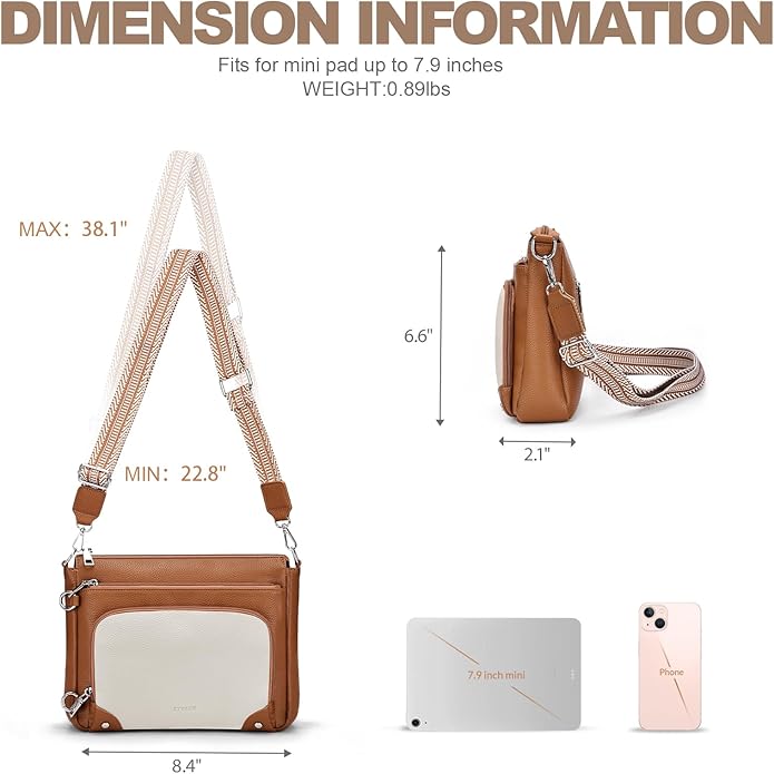 Anti-Theft Crossbody Purse for Women, Crossbody Shoulder Bag with Built-in Wallet & RFID Blocking for Travel Workout