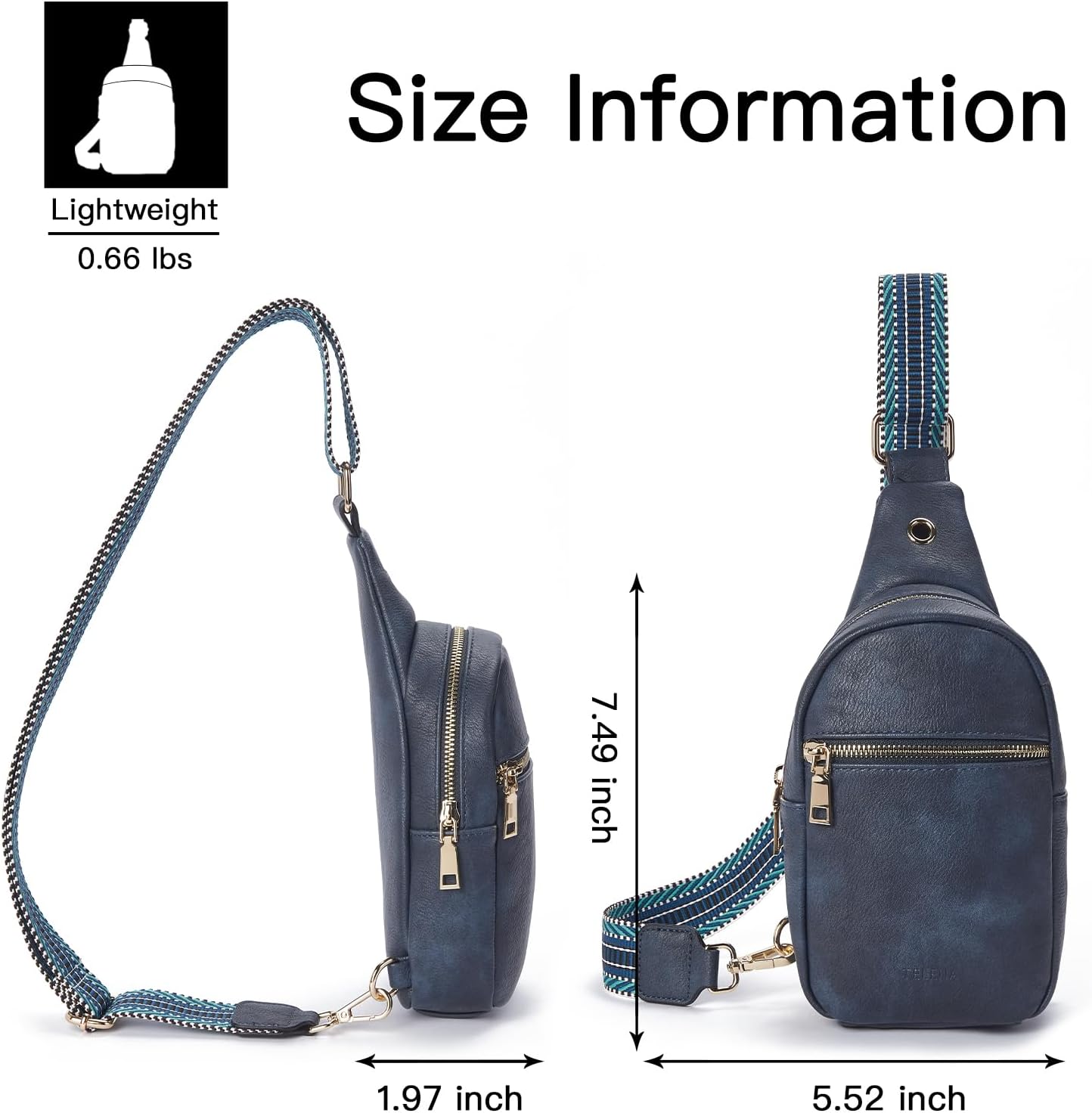 Telena Small Sling Bag for Women Leather Crossbody Fanny Packs Chest Bag for Women