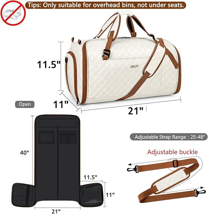 Convertible Garment Bags for Travel - Carry on Garment Duffle Bag with Backpack Straps for Men Women, 4 in 1 Large Travel Duffel Bags with Shoes Compartment Hanging Suit Dress Weekender Bag