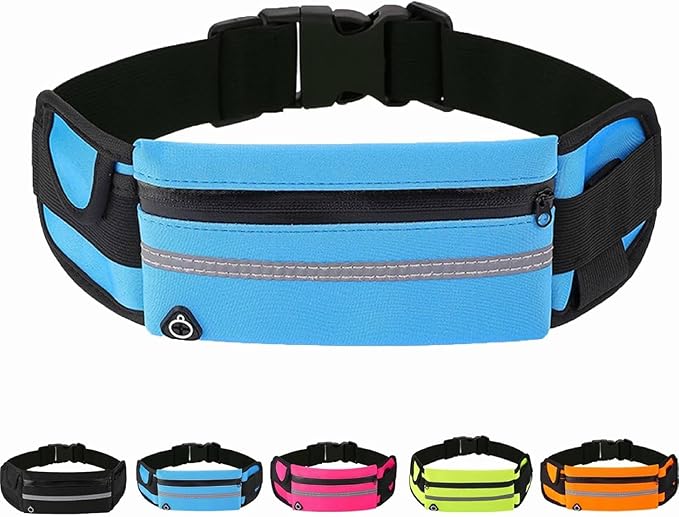 Anti-Theft Invisible Waist Bag, Multifunctional Outdoor Sports Waist Bag with Water Bottle Strap, Lightweight and Waterproof Money Belt (Blue)