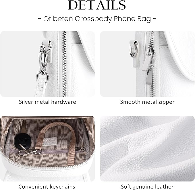 befen Genuine Leather Small Crossbody Bags for Women Cross Body Bag Purses Cell Phone Purse for Travel with RFID Card Slots