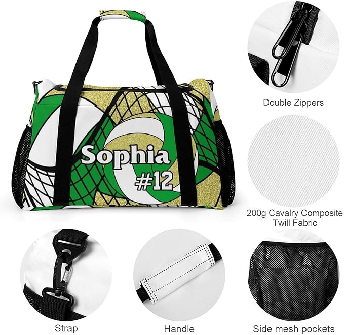 Custom Volleyball Duffel Bag with Name Personalized Travel Bags Sport Gym Bag Carry On Weekender Bags for Men Women
