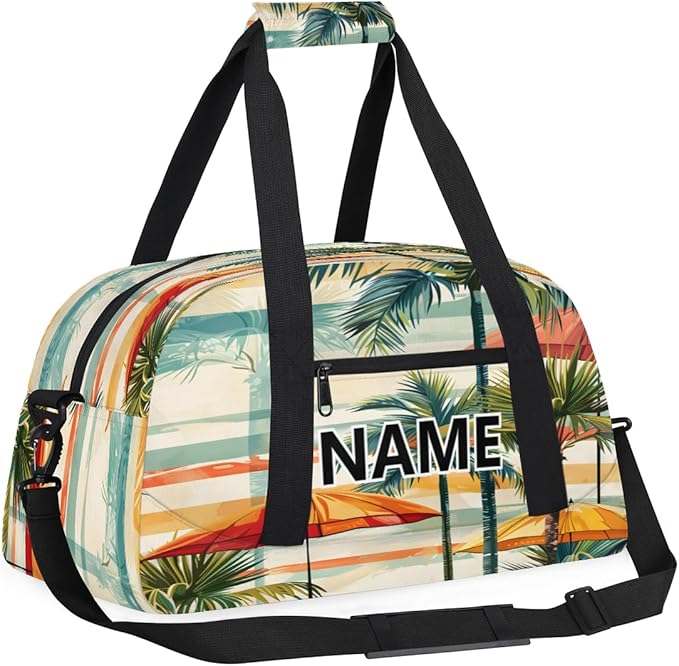 Summer Custom Small Gym Bag 18 inch for Women Men Personalized Summer Themed Carry On Overnight Weekender Bag for Travel Work Dance Sport