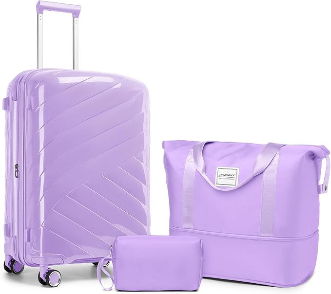 Carry On Luggage 22x14x9 Airline Approved, 20 Inch Expandable Hardshell Luggage Carry-on Suitcases with Spinner Wheels, Carry On Suitcase Set for Women (LAVENDER)