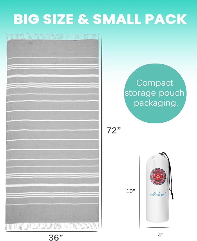 Turkish Beach Towels Quick Dry Sand Free Soft Absorbent Extra Large Xl Big Blanket Adult Oversized Bath Pool Swim Towel Lightweight Thin Fast Drying Compact No Sand Packable Vacation Essentials