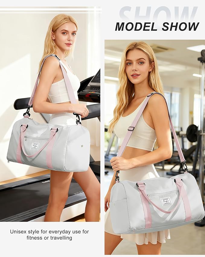 Gym Bag Womens Mens with Shoes Compartment and Wet Pocket Travel Duffel Bag for Women for Plane Sport Gym Tote Bags with Toiletry Bag Waterproof Weekend Overnight Carry on Bag Hospital Holdalls