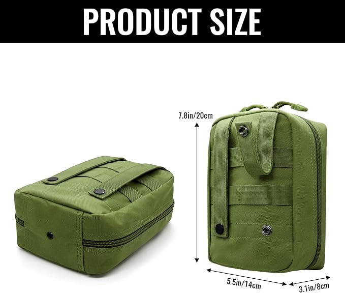 Qavctw Tactical Pouch Utility Organizer Molle Pouches EMT Ifak Medical First Aid Kit Utility Pouch with Two Zippers for Outdoor Tactical Survival Bag