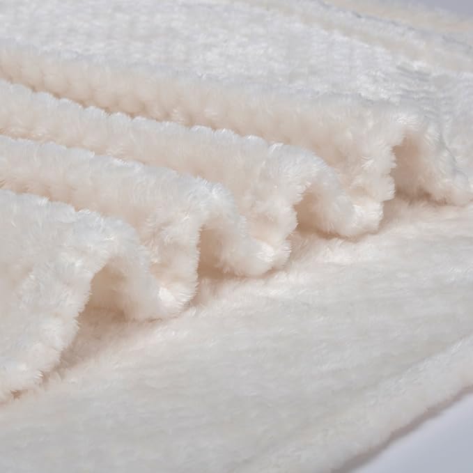Fuzzy Blanket or Fluffy Blanket for Baby, Soft Warm Cozy Coral Fleece Toddler, Infant or Newborn Receiving Blanket for Crib, Stroller, Travel, Decorative (28Wx40L, XS-White)