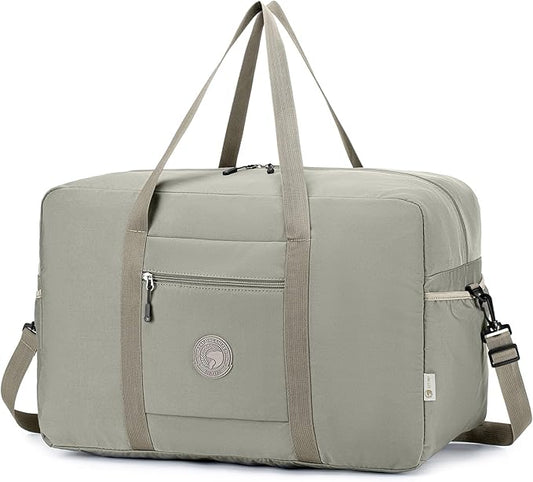 Carry on Bag 22x14x9 Airlines Approved, 48L Canvas Travel Duffel Bags for Men Women Duffle Bag for Airplane Weekender Overnight Gym (Khaki)