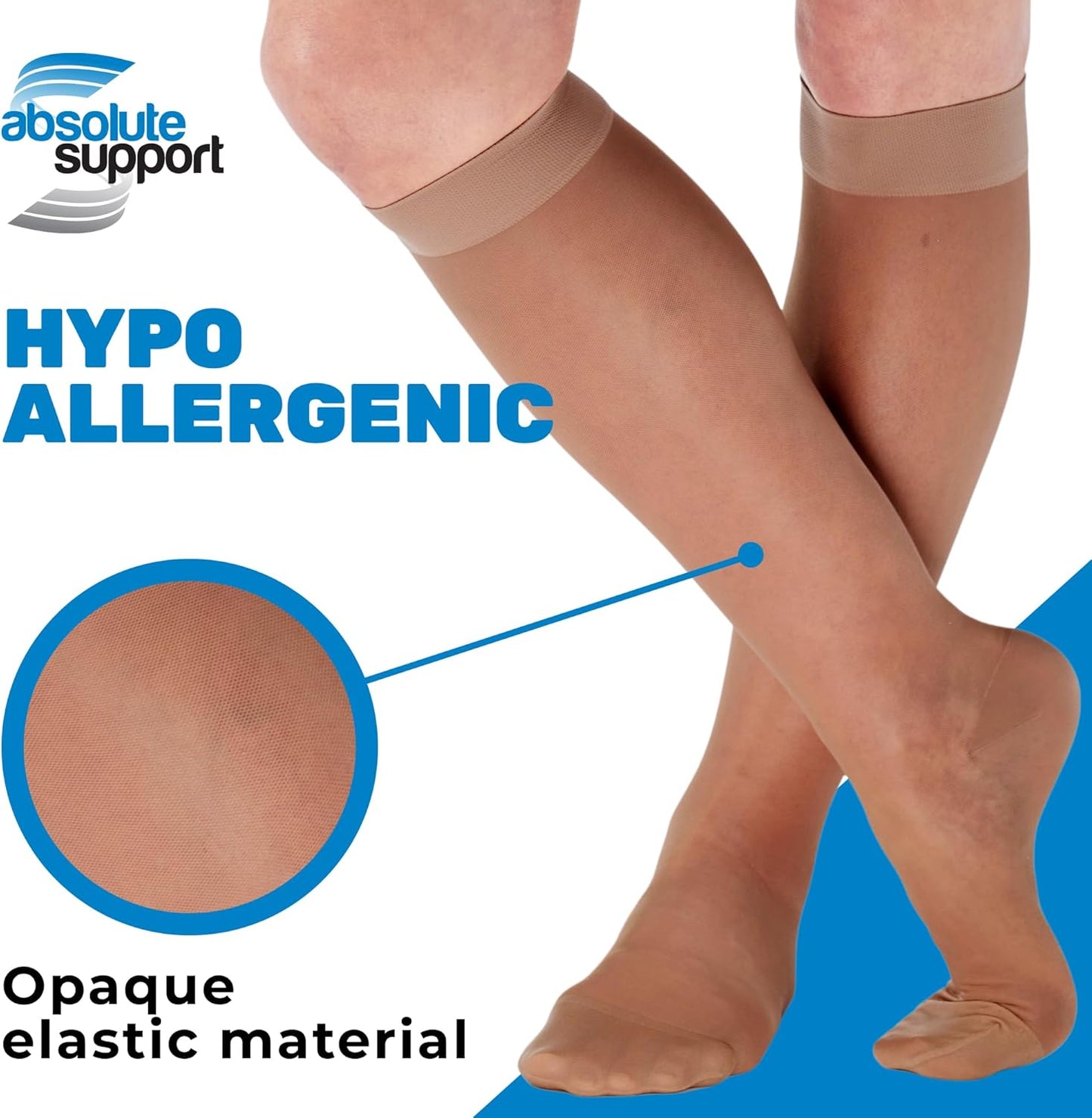 (3 Pairs - Closed Toe) Made in USA - Sheer Compression Socks for Women 15-20mmHg - Compression Stockings for Varicose Veins Circulation, Thrombosis, Embolism - Beige, Medium - A101BE2-3