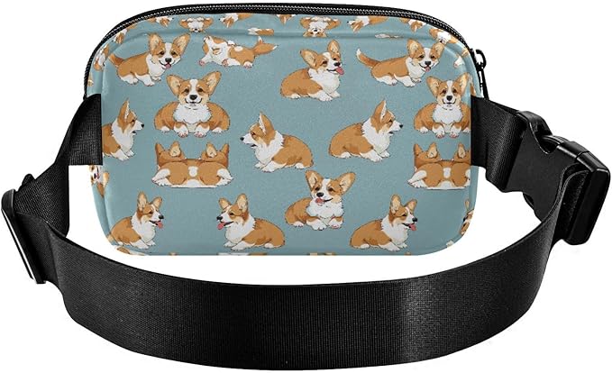 Kawaii Corgis Dog Fanny Pack for Women Men Water Resistant Fashion Waist Packs with Adjustable Strap Belt Bag for Travel Workout Jogging Hiking 21219318