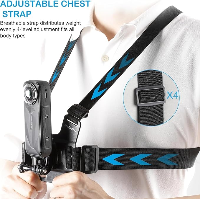 Accessories Kit for Insta360 One X5/X4/X3/X2/X, One R, X and GoPro Hero 9,New Quick Release Head Strap Mount + Chest Mount Harness + Backpack Strap Clip + 360°Rotating Wrist Strap