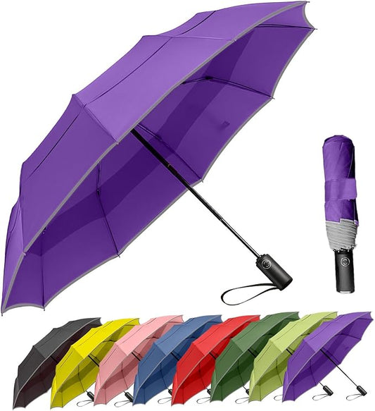 MRTLLOA 42/49 Inch Compact Travel Essentials Umbrella for Rain, Lightweight, Portable, Automatic, Strong, Waterproof Folding Umbrellas for Women, Men and Teenagers