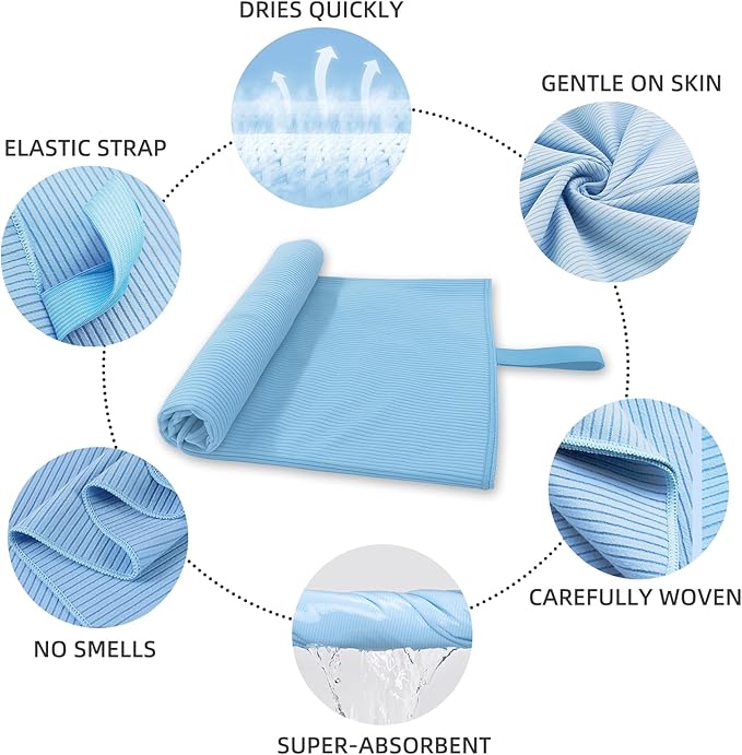 Microfiber Beach Towel, Lightweight Quick Dry Pool Towel, Super Absorbent Soft Bath Towel for Swimming, Gym, Travel, Camping & Outdoor, Sand Free, Compact and Large 9.5" x 9.5", Blue