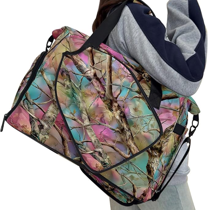 Tree Shadow Multi Gym Bag for Women & Tennis Bag, Large Sports Duffel Bag Waterproof with Ventilated Shoe Compartment & Front Racket Sleeve, Lightweight Travel Weekender Overnight Bag