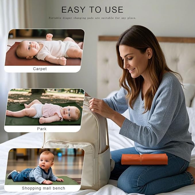 2 Pack Wipeable Diaper Changing Pad for Baby, Portable Baby Changing Mat for Travel or Home, Foldable Mat Fits Perfectly in Diaper Bag (67-08)