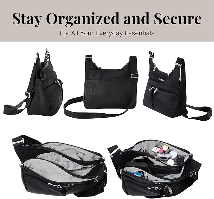 Baggallini Crossbody Travel Bag 11x8.5 Lightweight Water-resistant Nylon Handbag