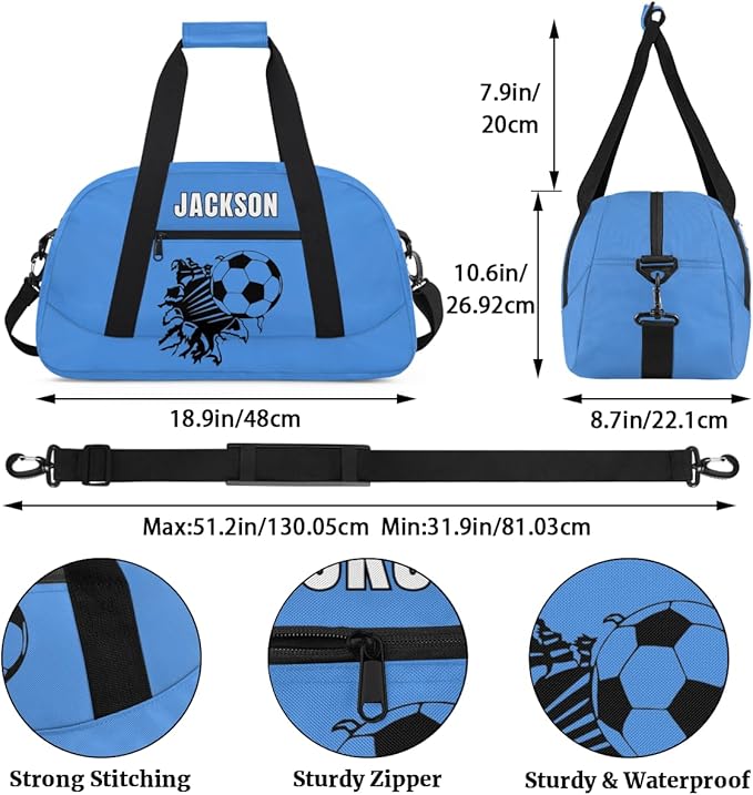 Custom Gym Duffel for Kids Boys,Personalized Duffel Bag Overnight Bags for Travel Weekender Practice Basketball