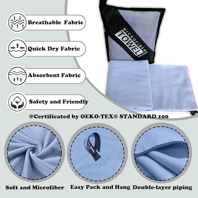 Reusable Quick Dry Beach Towels,Microfiber Travel Towel,Compressed Lightweight Bath Towel for Beach Hiking Gym Yoga Travel Sports Swimming Camping(Light Purple, 43"*69")