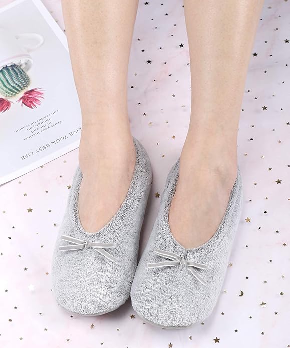 DICUIRD Women's Ballerina Slippers Lightweight House Slippers with Stretchable Heel Design