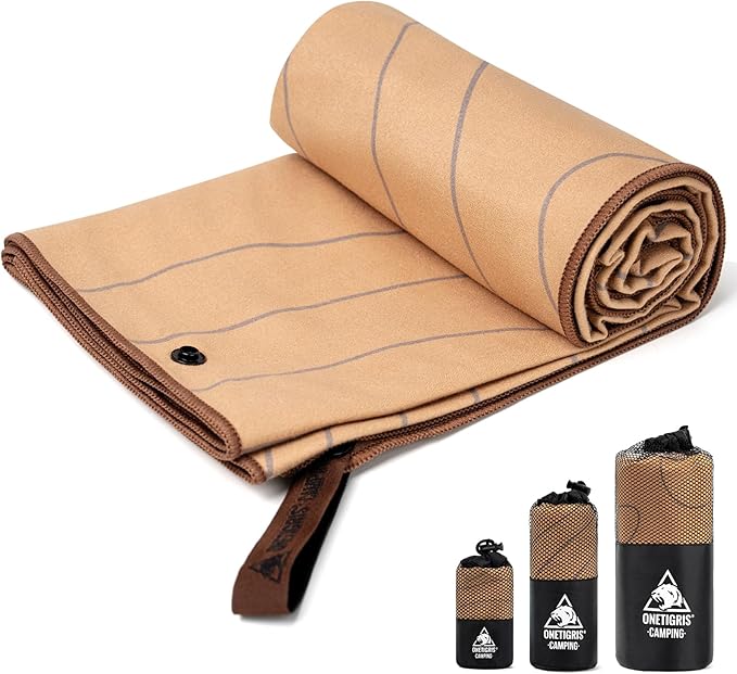 ONETIGRIS Quick Dry Towel,Super Absorbent Microfiber Camping Towel with Bag-Ultra Soft Compact Towel for Beach,Camping, Yoga,Gym, Travel,Sports & Swimming Pool