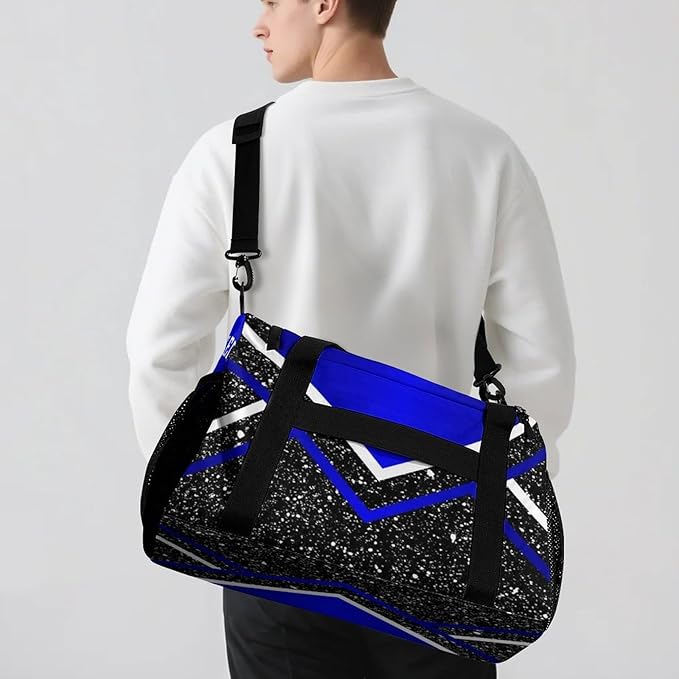 Cheer Navy Blue Cheerleading Black Crossbody Bag Waterproof Lightweight Duffel Bag Gym Dance Sport Perform Training Bag for Teens Women Men