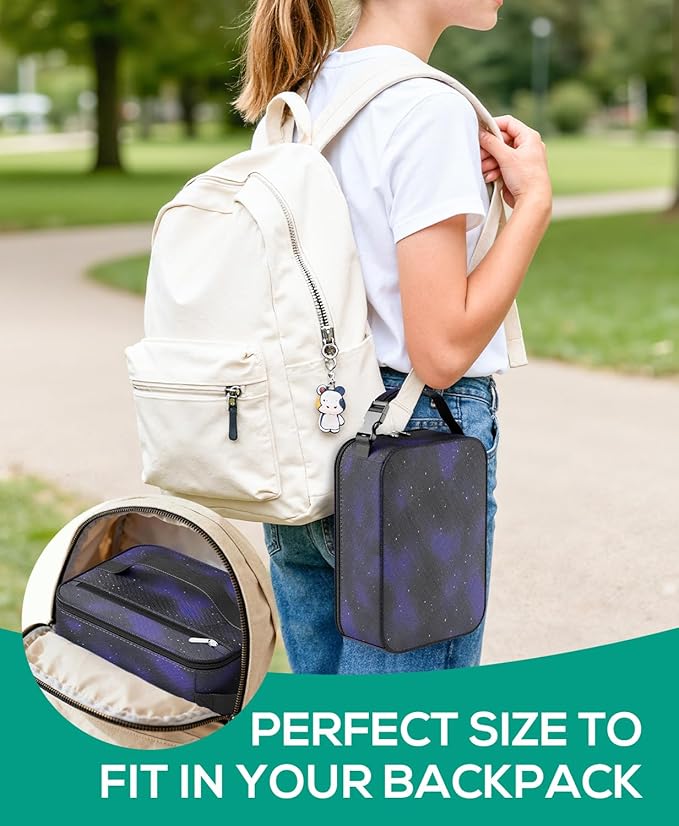 HowFly Small Lunch Bag - Insulated Lunch Box Bag for Women Men - Portable Thermal Reusable Meal Cooler Bags with Buckle Handle for Work School - Starry Sky